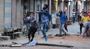 Street protest of stone-pelters in Kashmir